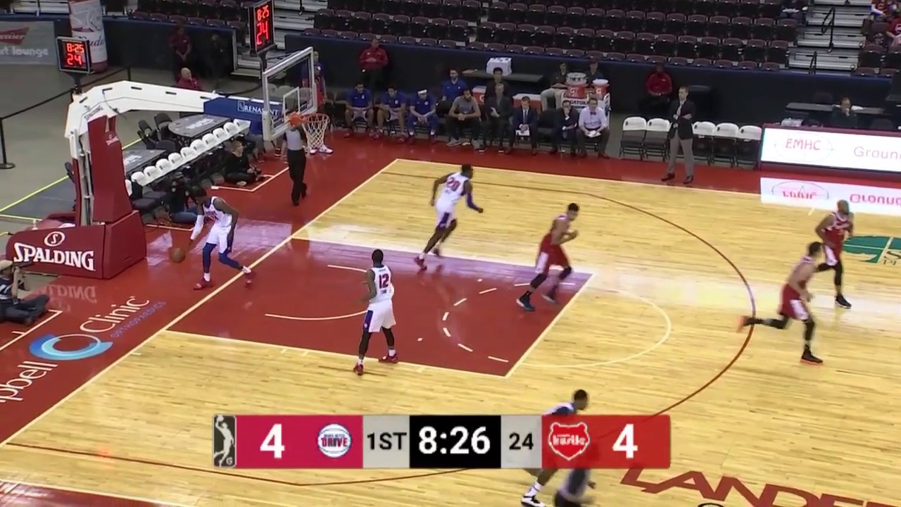 D.J. Stephens banks in a wild three off the back of the rim - 12/4/18