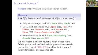Bjorn Poonen, Heuristics for the arithmetic of elliptic curves