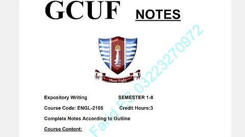 ENG-322 ~ Expository Writing~ Complete Notes According to Outline By PU and GCUF ~ Sem 1-8