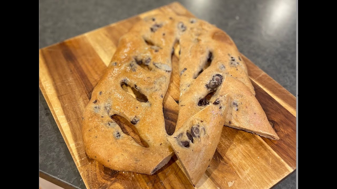 Olive Flatbread, Fougasse recipe step by step