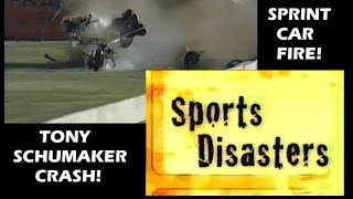 TONY SCHUMAKER TOP FUEL CRASH & SPRINT CAR FIRE! SPORTS DISASTERS