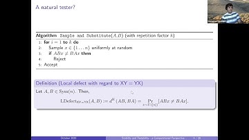 Stability and testability - a computational perspectiveJonathan Mosheiff