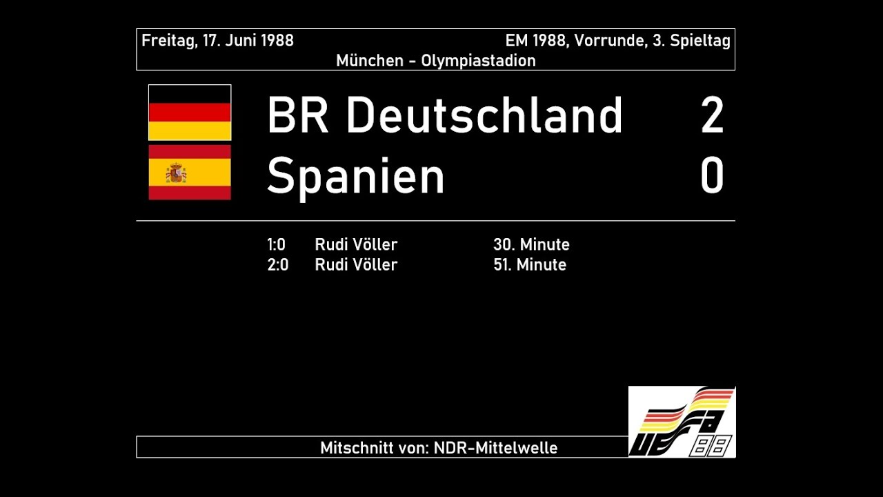 1988-06-17 BR Deutschland - Spanien 20 (EM 1988, Vorrunde) komplette Radio-Übertragung