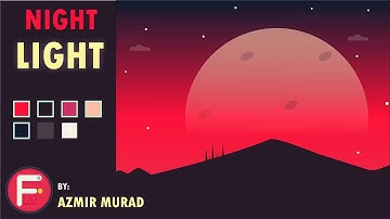 Adobe illustrator tutorial: Night Light Landscape || Flat Design ||Flactiction