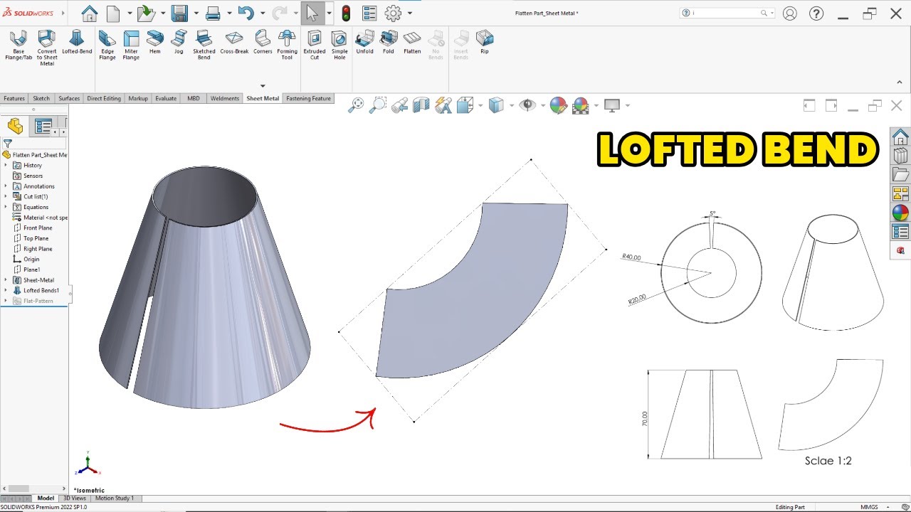 SolidWorks Sheet Metal Lofted Bend – Complete Practical Guide - YouTube