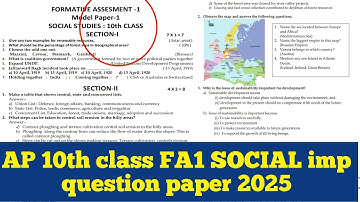Ap 10th class FA1 social question paper 2025 ||10th FA1 social question paper 2025 || FA1 social ppr