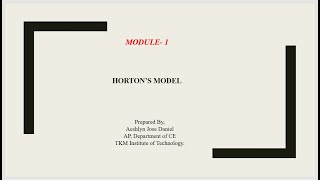 HORTON’S INFILTRATION MODEL