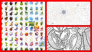 Zen Color by Number Puzzle Mystery Fruits and Summer Picnic Combo Mosaic Pictures #coloringbook