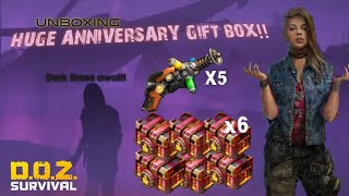 UNBOXING HUGE ANNIVERSARY GIFTS!! (3 SURPRISE DEVICE) DOZ survival : Dawn of Zombies Gameplay