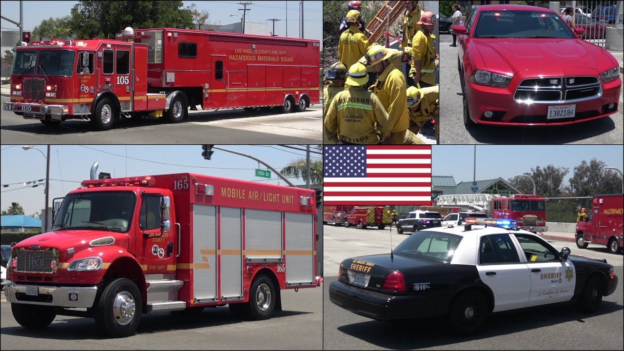 [Confined Space Rescue] Fire Trucks, Police Cars and Ambulances responding