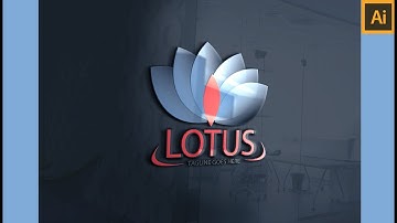 3D Glass Window Lotus Logo Mockup Banner Design in Adobe Illustrator