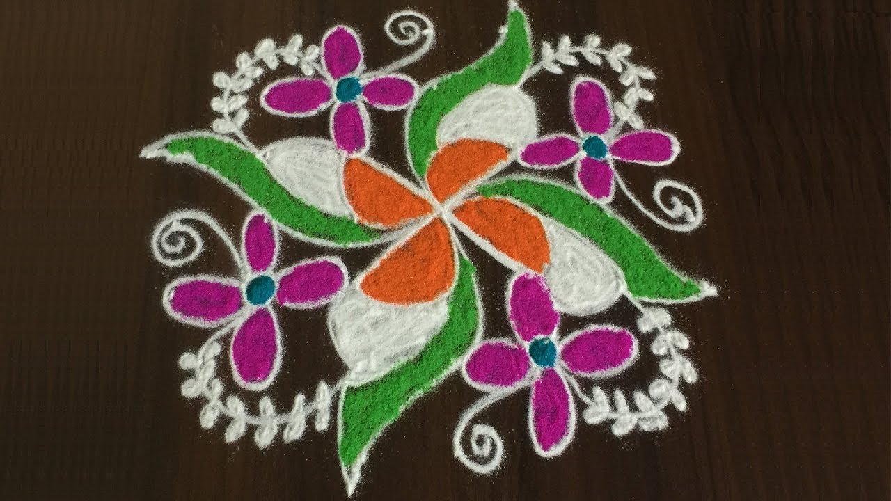 Awesome Colourful Flower Rangoli