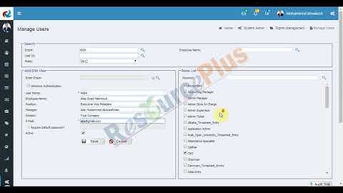 How to create manage a User in ResourcePlus HRMS application?