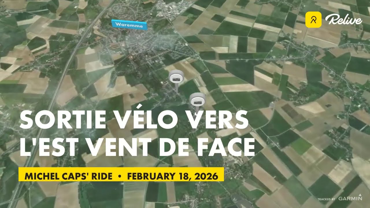 Sortie vélo le midi, vers l'Est, vent de face 😬, le 18 février 2026