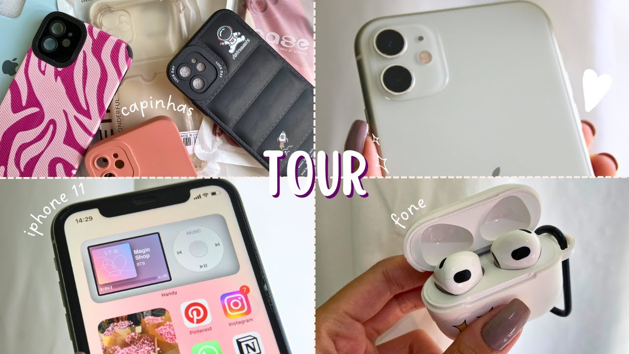 TOUR PELO MEU CELULAR | IPHONE 11 + capinhas menos de R$20 & airpods 3 da shopee 📱✨