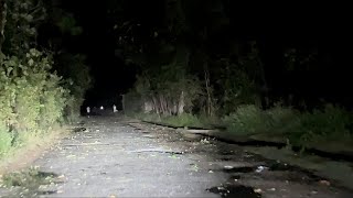 Driving on the ghost road at night in extremely heavy rain and storm part 5