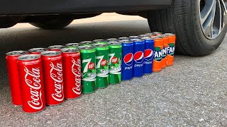 Car vs Crunchy and Soft Things! Experiments Crushing Car! Car vs Sprite, Coca-Cola, Fanta, Mnt Dew