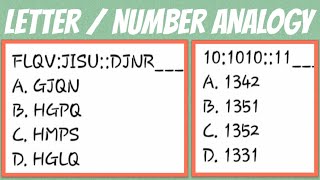 Letter and Number ANALOGY: FLQV:JISU :: DJNR:? | 10:1010::11:?