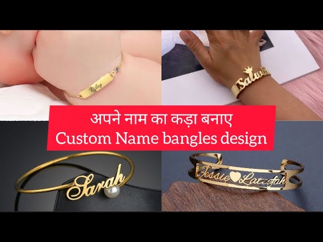 Acrylic Personalized Custom Gold Plated Name Bangle Bracelet and Name Ring  Set | Name earrings, Chain ring, Personalized jewelry