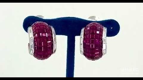 19.65ct Invisible Setting Ruby Half Hoop Earrings