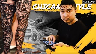 GANGSTER CHICANO STYLE TATTOO - FULL LEG TATTOO