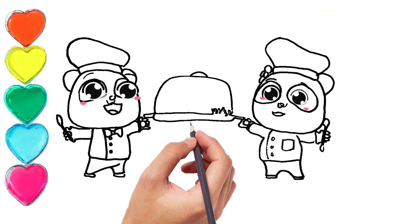 Great Chefs Kiki and Miu||Baby Bus||Drawing and Coloring - YouTube