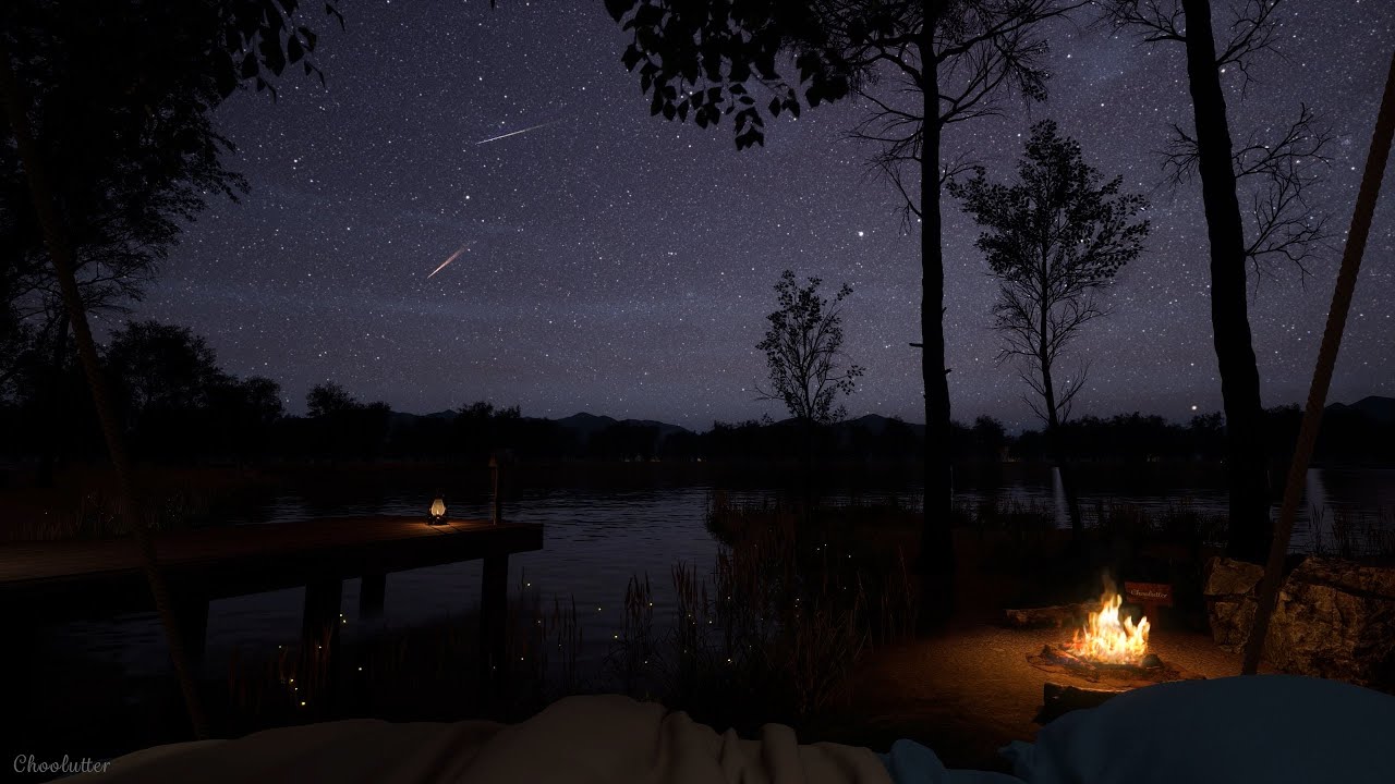 Quiet Night. Lakeside_Campfire_with_Relaxing_nature_Night_Sounds__HD_. Quite night
