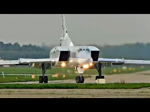 Видео: Ту-22М3 Улётный взлёт на огненном форсаже. Backfire.