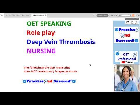 OET Speaking Sample. Nursing. Deep Vein Thrombosis