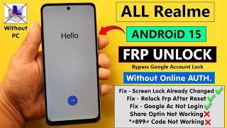 All Realme Android 15 Frp Unlock/Bypass Without PC - Fix Relock FRP After Reset/Google Ac Not Login