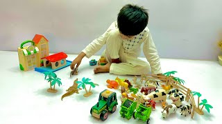 Farm Animals Toys Unboxing 🚜 Tractor, Cow, Dog & Tree Toys for Kids