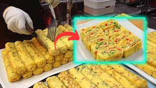 Korean street food || Amazing omelette Egg Roll || Kimbap