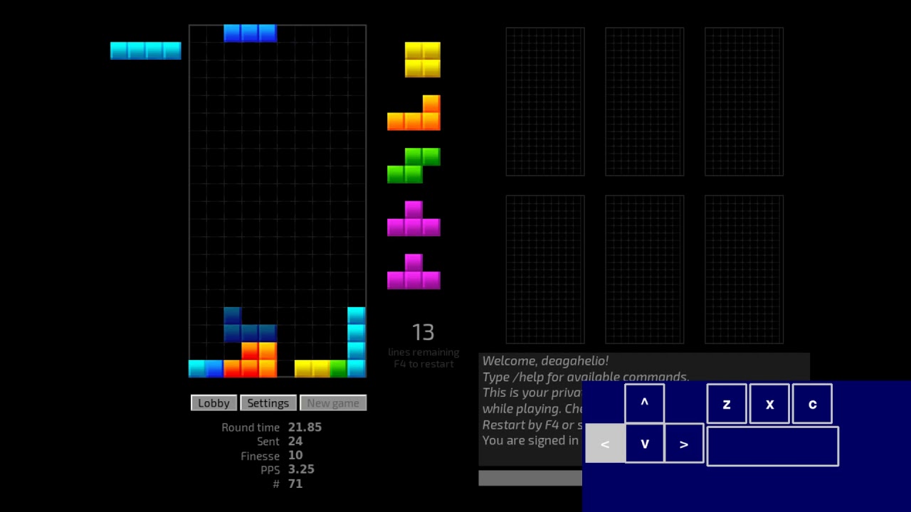 Tetris Sprint with keyboard display
