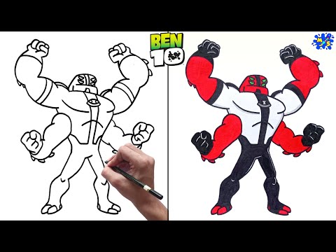 How to Draw Four Arms from Ben 10 || Step by Step