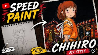 Spirited Away Poster Speed Paint | Chihiro Poster Color Drawing (My Style)