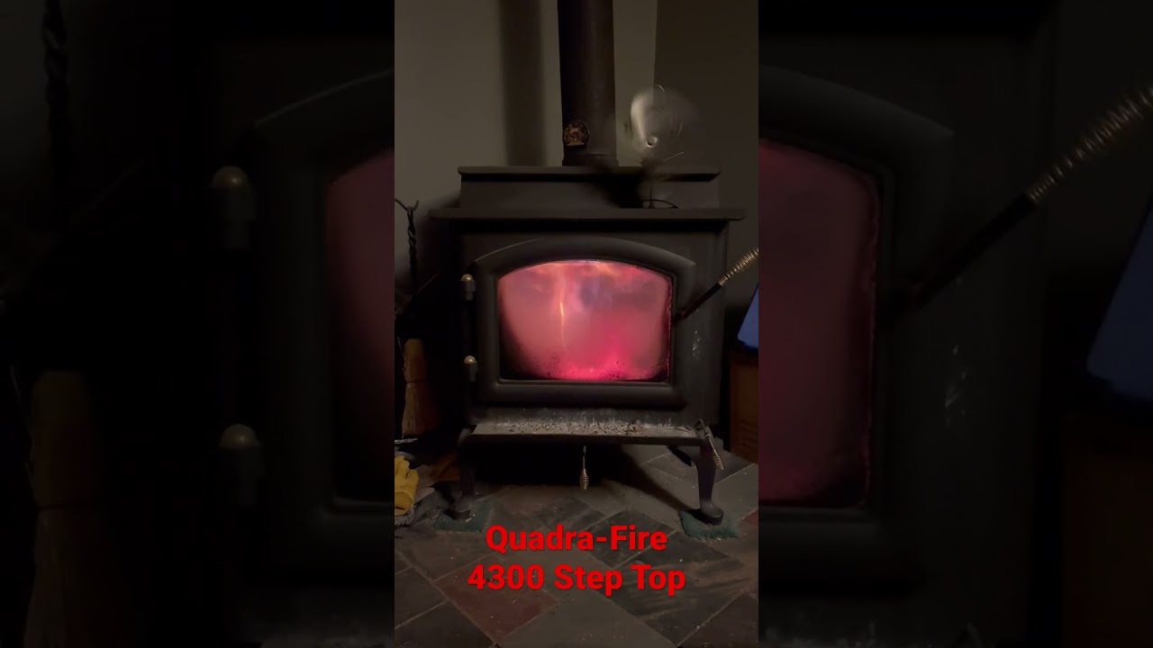 Quadra-Fire 4300 Step Top wood stove cranking out the heat