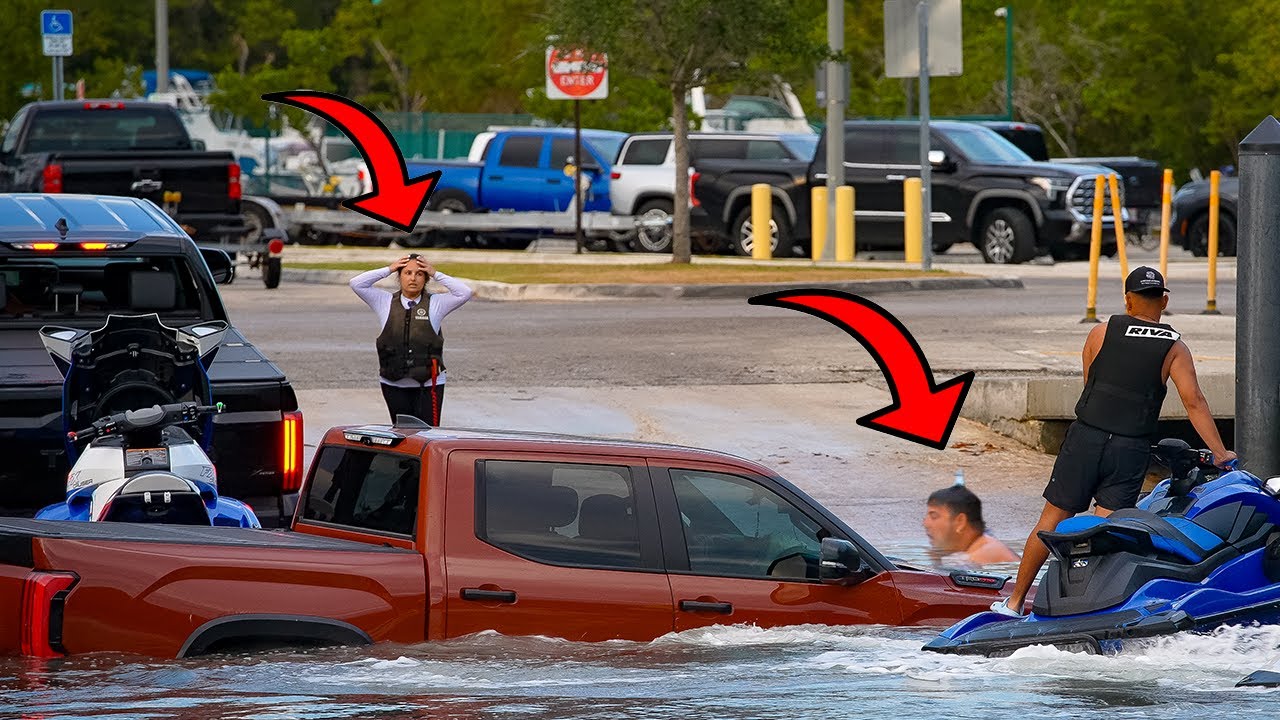 Truck Sinks Before Their Eyes—And He Goes In Without Thinking 😳 | Boat Ramp Show
