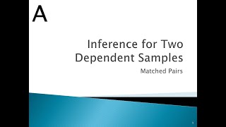 Inference for Two Dependent Samples (Matched pairs): Application Profile