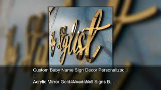 Custom Baby Name Sign Decor Personalized Acrylic Mirror Gold Wood Wall Signs Baby Shower Nurser