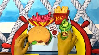 STOPMOTION Spongebob makes burgers in Krusty Krab! 스폰지밥 집게리아에서 버거만들기 스톱모션! screenshot 5