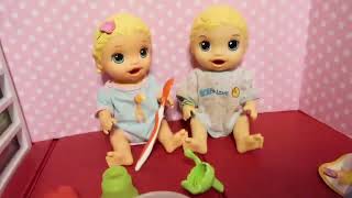 Baby Alive Twin Feeding With Max & Mia Snack Luke & Snackin Lily Baby Alives