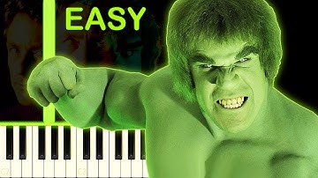 THE INCREDIBLE HULK (1977) THEME - EASY Piano Tutorial