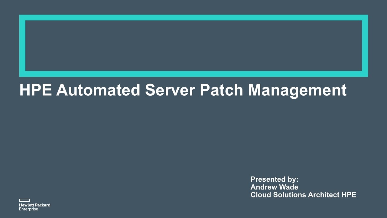 Вебинар HPE. Server patch