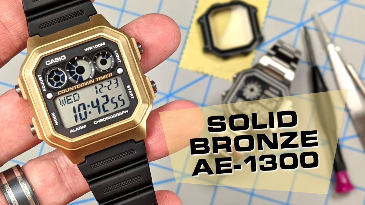Casio AE-1300 Solid Bronze Case - can also fit the Casio Royale AE-1200 -  YouTube