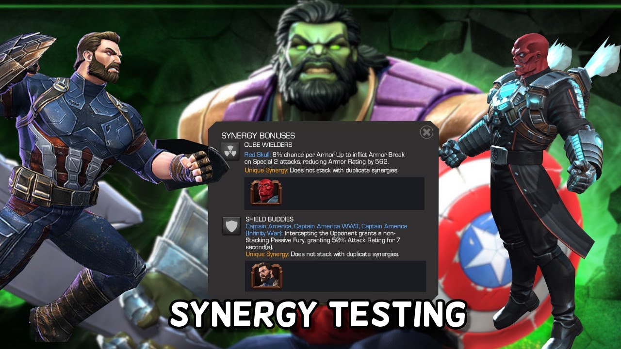 Cap America Infinity War and Red Skull - Overseer Synergy Testing | Marvel Contest of Champions