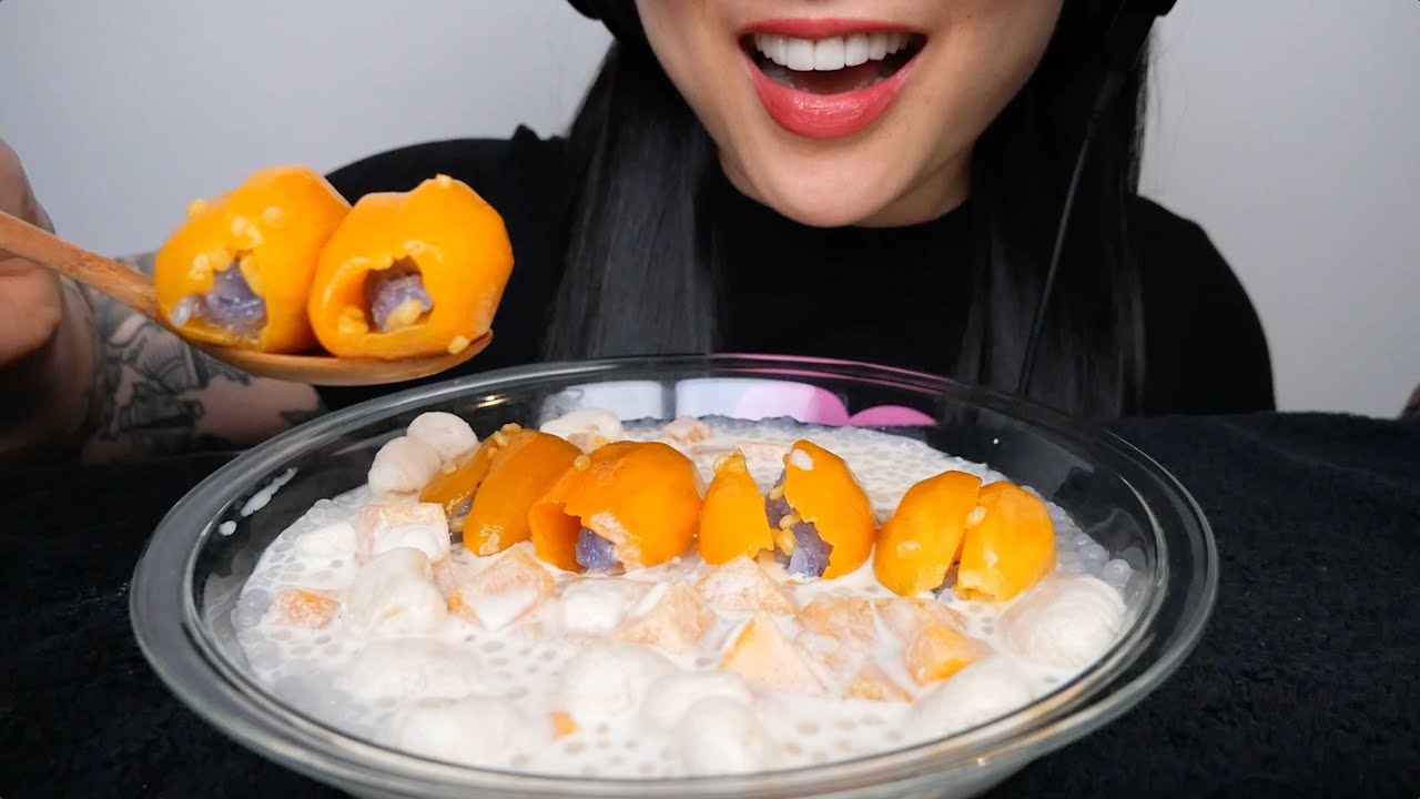 MANGO SAGO (THAI DESSERT ASMR EATING SOUNDS) LIGHT WHISPERS | SAS-ASMR
