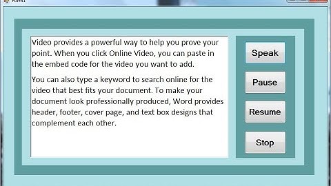 How to Convert Text to Speech or Pause, Resume and Stop the Text in C#