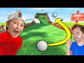 Dad vs son mini golf game 3 miracle putt level 9999