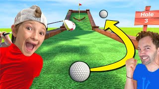 Dad VS Son MINI GOLF GAME 3! (Miracle Putt Level 9999) screenshot 3