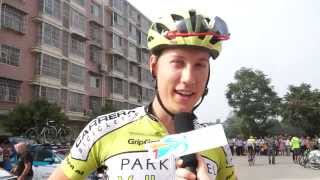 Bram Nolten (PVC) says hi to family and friends at Tour of China